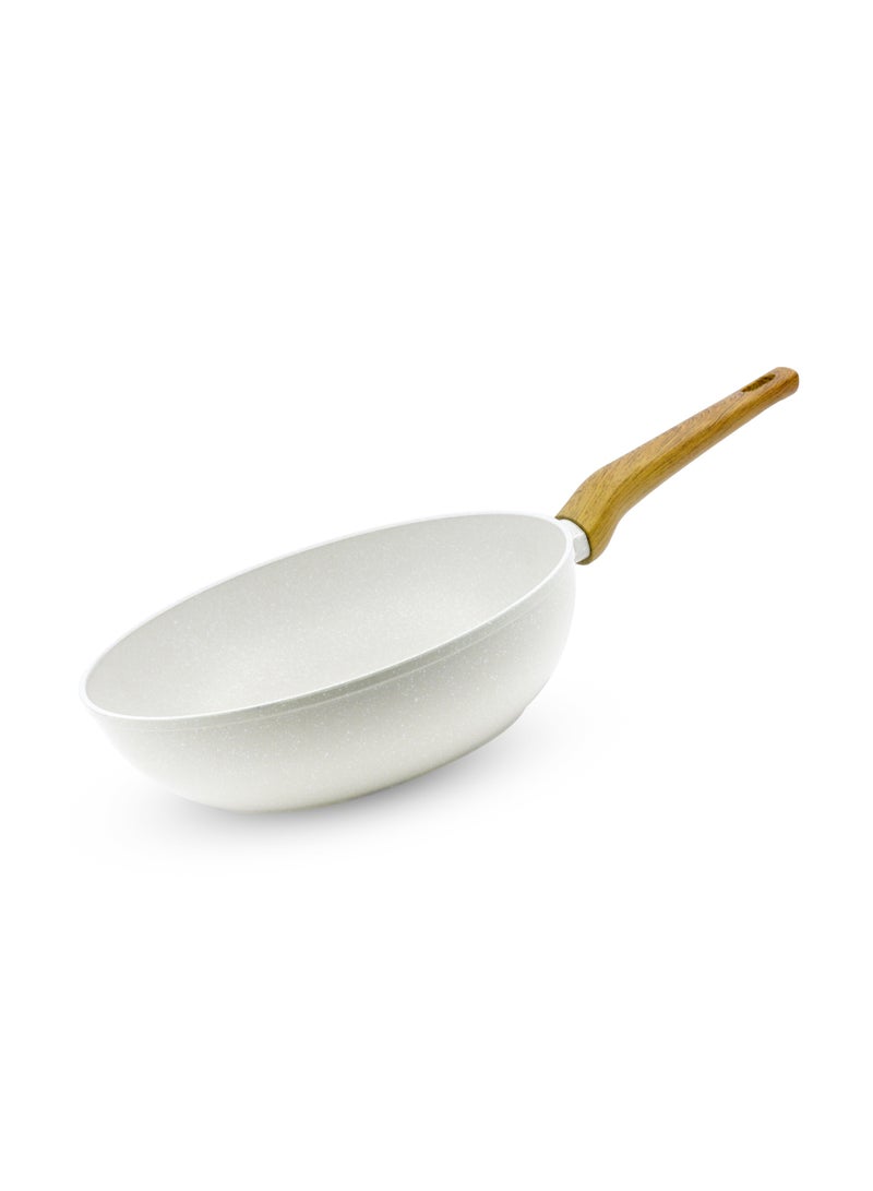 Bergner 28cm (3L) Forged Aluminum Wok with Trivet, Marble Non-Stick Coating Deep Frying Pan, Scratch-Resistant Stir-Fry Pan, Less Oil Use Healthy Cooking, Induction & Gas Stove Compatible - Image 1